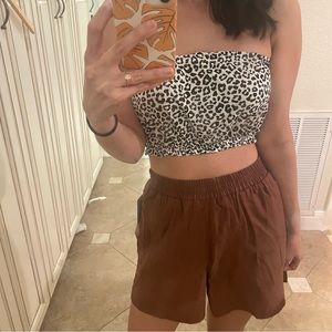 Primark White Leopard Print Bandeau Crop